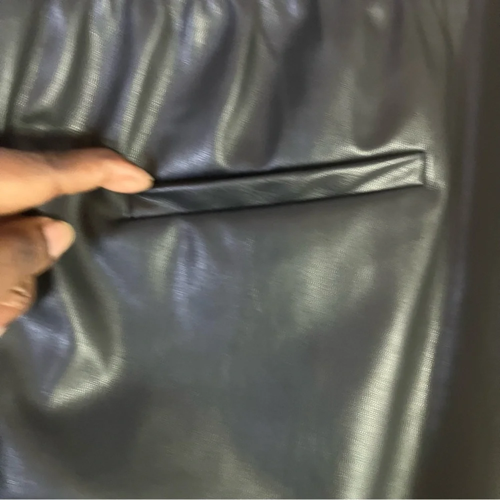 Fashion Nova Black Faux Leather Drawstring‎ Jogger Pants Size Large